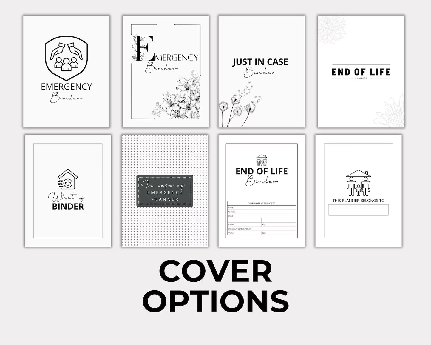 End of life planner, Just In case of emergency printable planner, Emergency binder