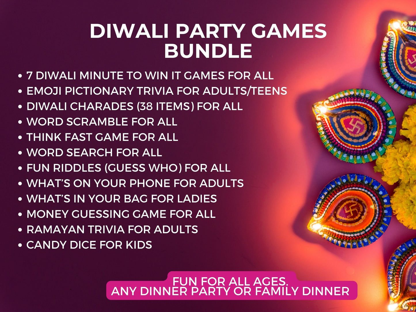 18 Printable Diwali Party Games Bundle