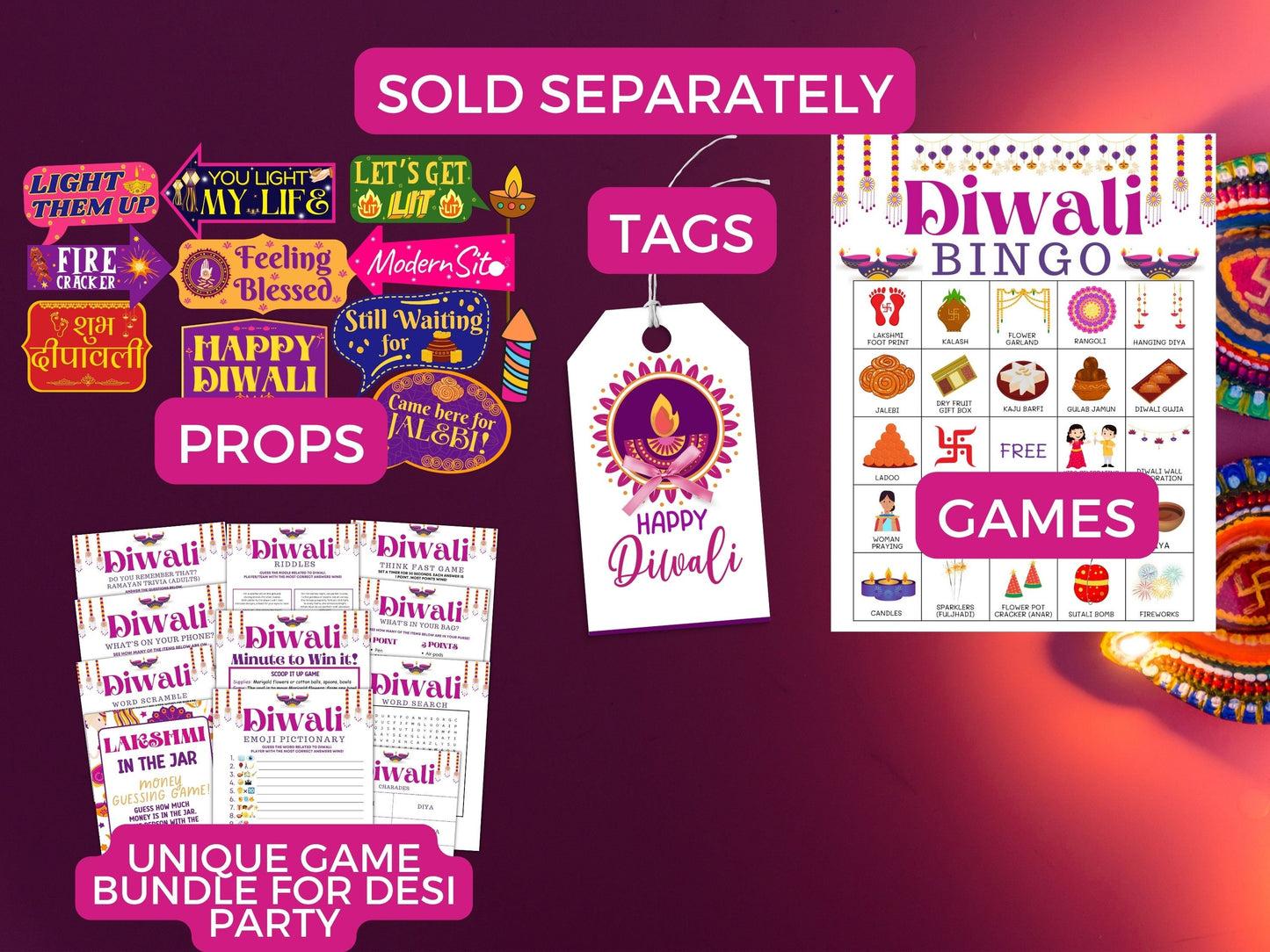 Printable Diwali Photo Props