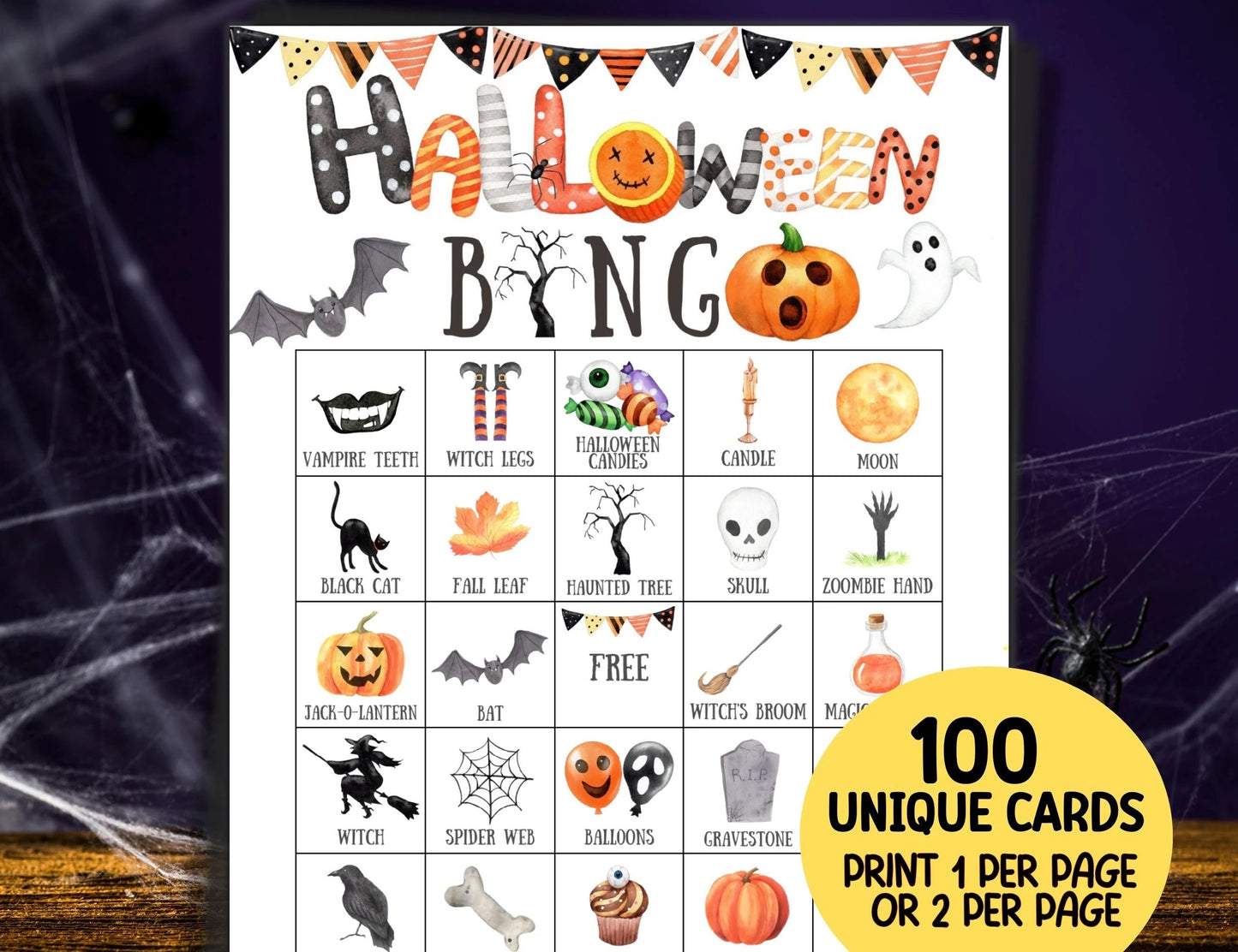 Halloween Bingo For Kids Printable, Halloween Bingo Cards, Halloween Party Games For Adults/ Kids Activity, Kindergarten Preschool Party