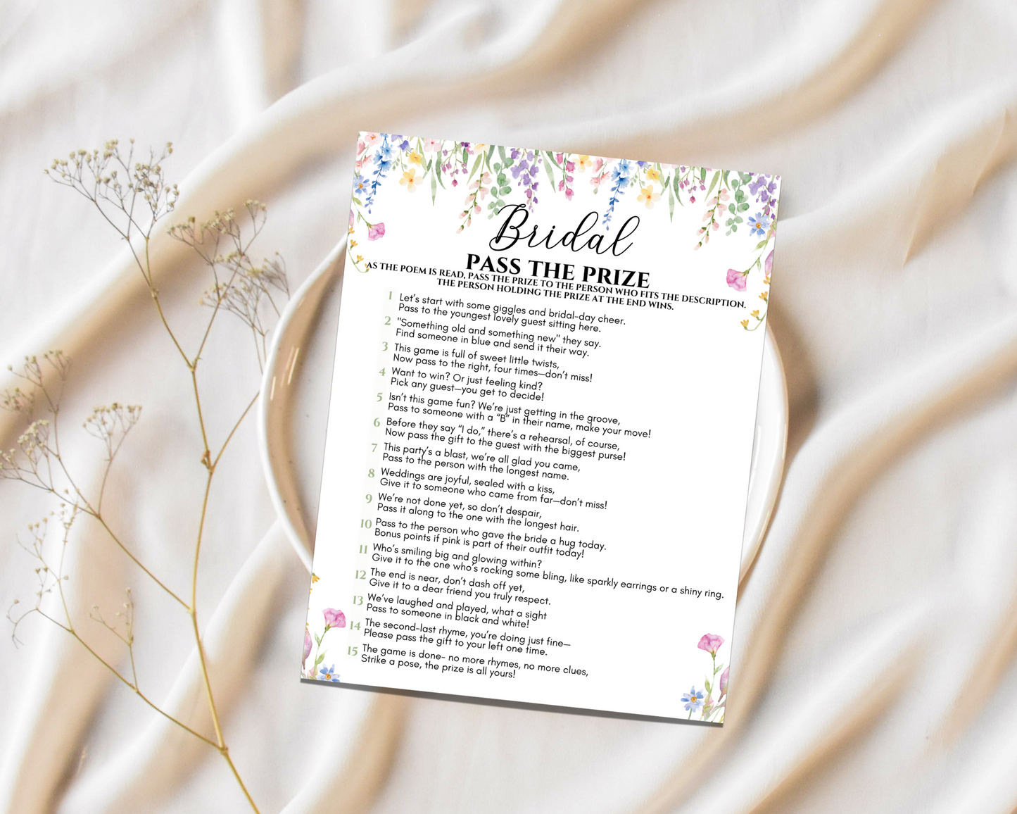 Floral Bridal Shower Games Printable,  Wildflower Bridal Shower Games Bundle