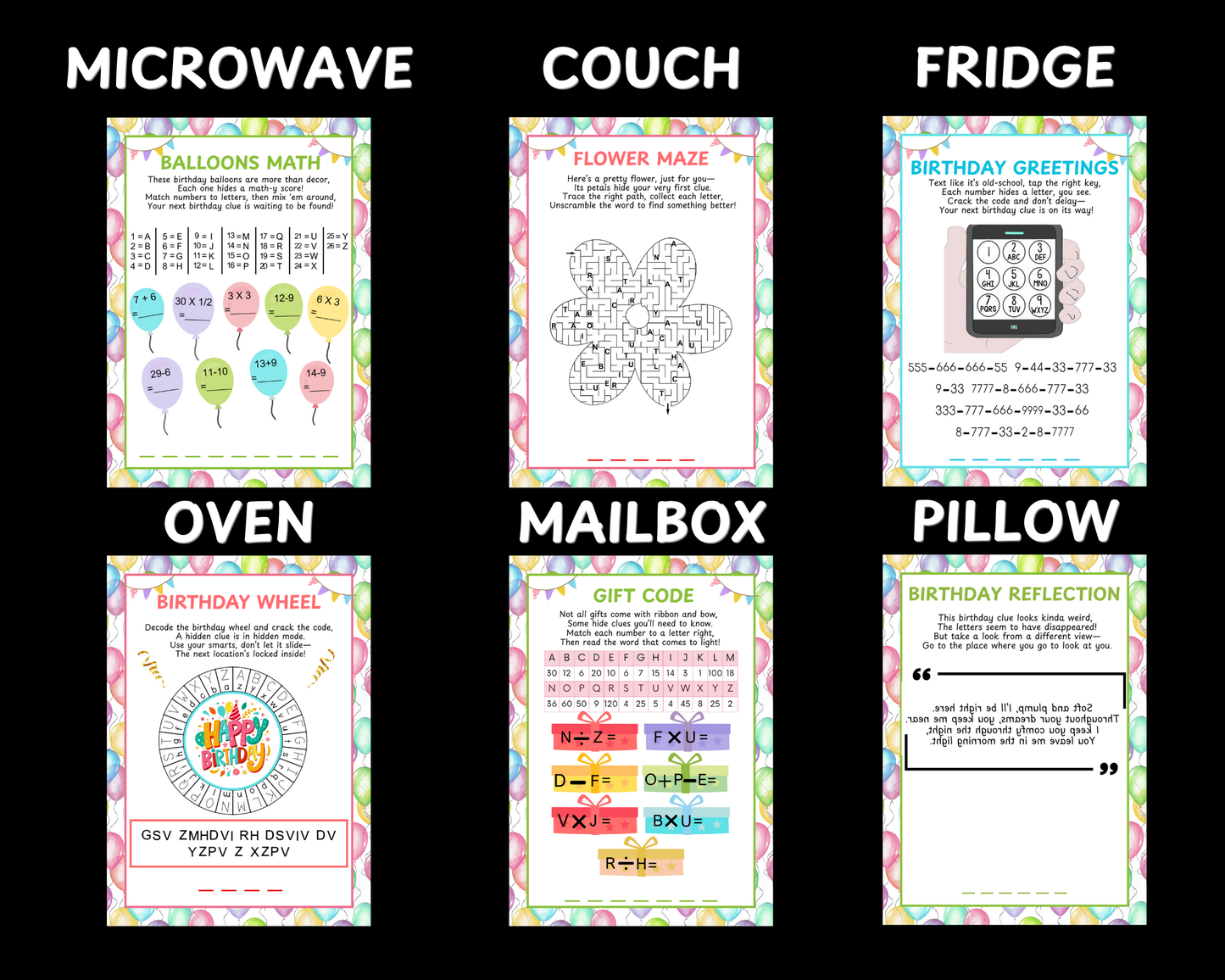 Birthday Scavenger Hunt For Teens Older Kids, Tween Teen Scavenger Hunt, Puzzles Treasure Hunt Clues, Indoor Outdoor Teenager Birthday Hunt