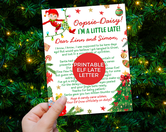 Elf Late Arrival Letter, I'm Late Elf Letter, Editable Elf Sorry Letter