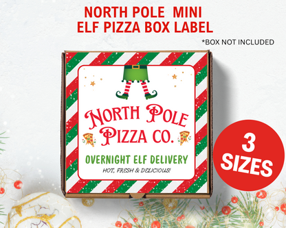 Elf Pizza Box Label, North Pole Mini Pizza Box Label, Printable Elf Prop