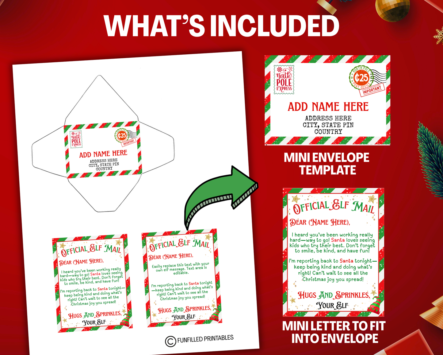 Editable Mini Elf Letter Envelope Template, Christmas Elf Mini Letter, Elf Mail Template