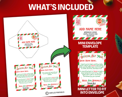 Editable Mini Elf Letter Envelope Template, Christmas Elf Mini Letter, Elf Mail Template