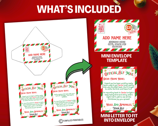 Editable Mini Elf Letter Envelope Template, Christmas Elf Mini Letter, Elf Mail Template