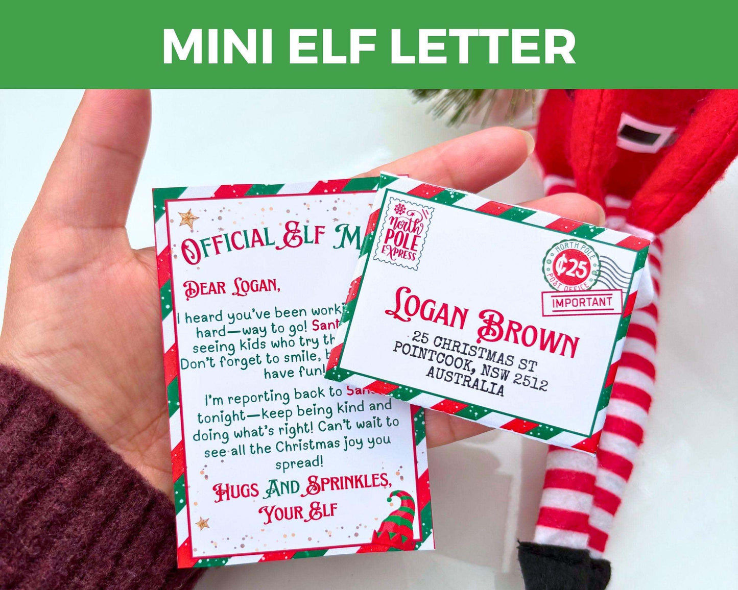 Editable Mini Elf Letter Envelope Template, Christmas Elf Mini Letter, Elf Mail Template