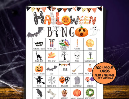 Halloween Bingo For Kids Printable, Halloween Bingo Cards, Halloween Party Games For Adults/ Kids Activity, Kindergarten Preschool Party
