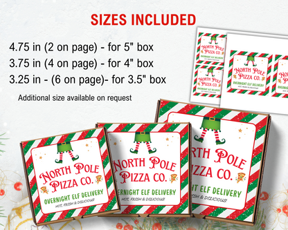 Elf Pizza Box Label, North Pole Mini Pizza Box Label, Printable Elf Prop