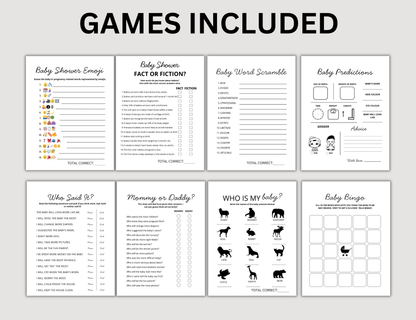 Minimalist Baby Shower Games Bundle, Gender Neutral Baby Sprinkle Activities, Printable Simple Baby Shower Games / Activity