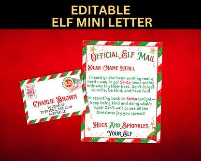 Editable Mini Elf Letter Envelope Template, Christmas Elf Mini Letter, Elf Mail Template