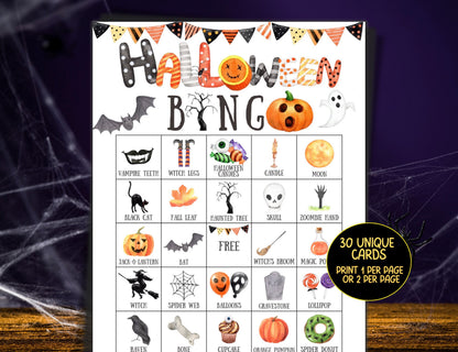 Halloween Bingo For Kids Printable, Halloween Bingo Cards, Halloween Party Games For Adults/ Kids Activity, Kindergarten Preschool Party