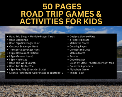 Mega Kids Road Trip Games Printable, Travel Activities Pack, Family Road Trip Activities Bundle