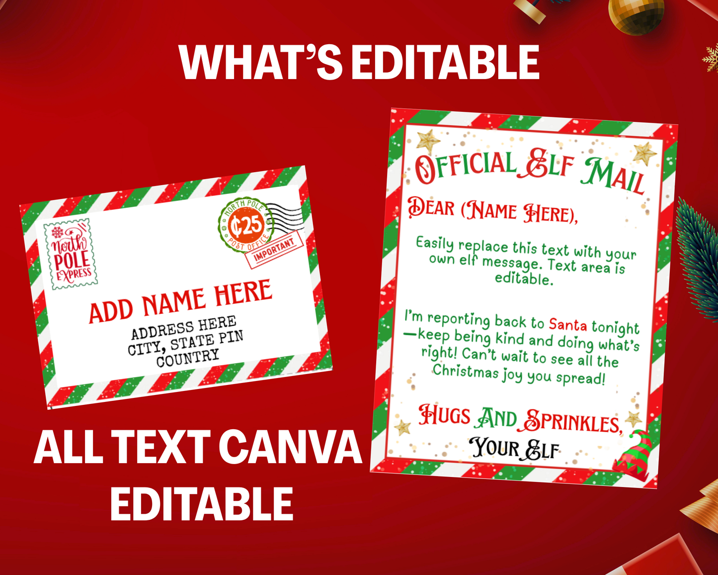 Editable Mini Elf Letter Envelope Template, Christmas Elf Mini Letter, Elf Mail Template