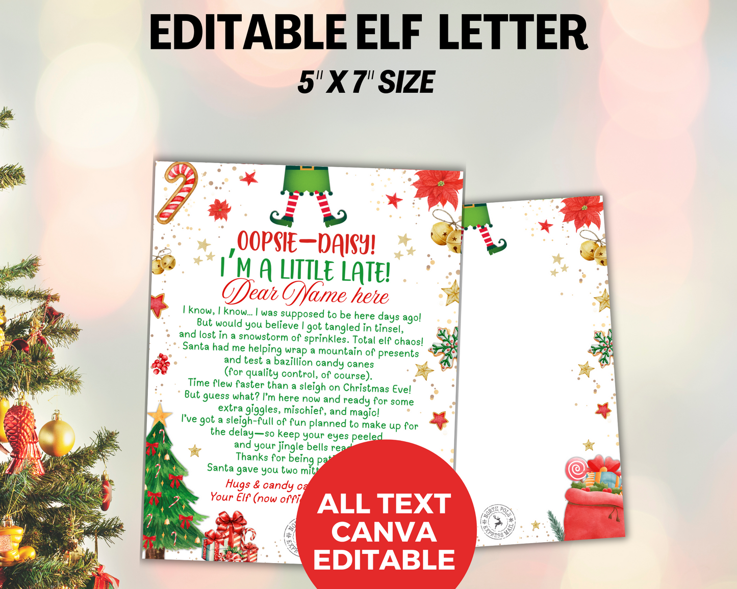 Elf Late Arrival Letter, I'm Late Elf Letter, Editable Elf Sorry Letter