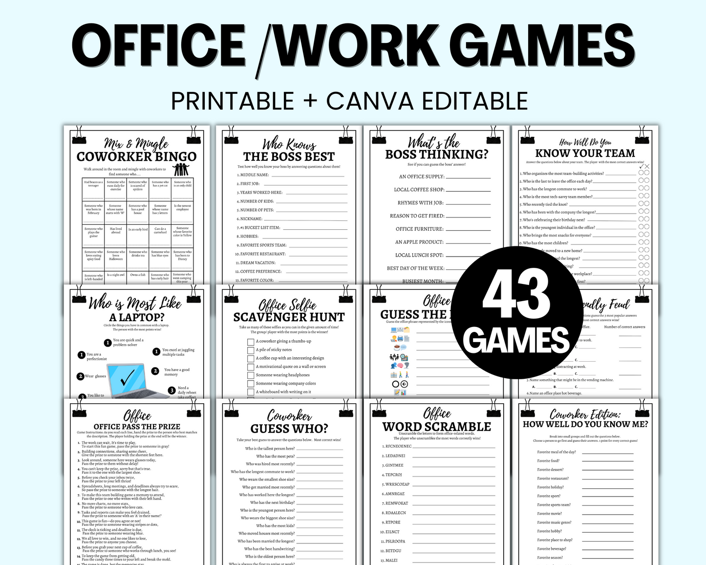 Office Games Team Building Games For Work, Icebreaker Games, Work Office Party Games