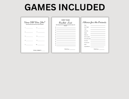 Minimalist Baby Shower Games Bundle, Gender Neutral Baby Sprinkle Activities, Printable Simple Baby Shower Games / Activity