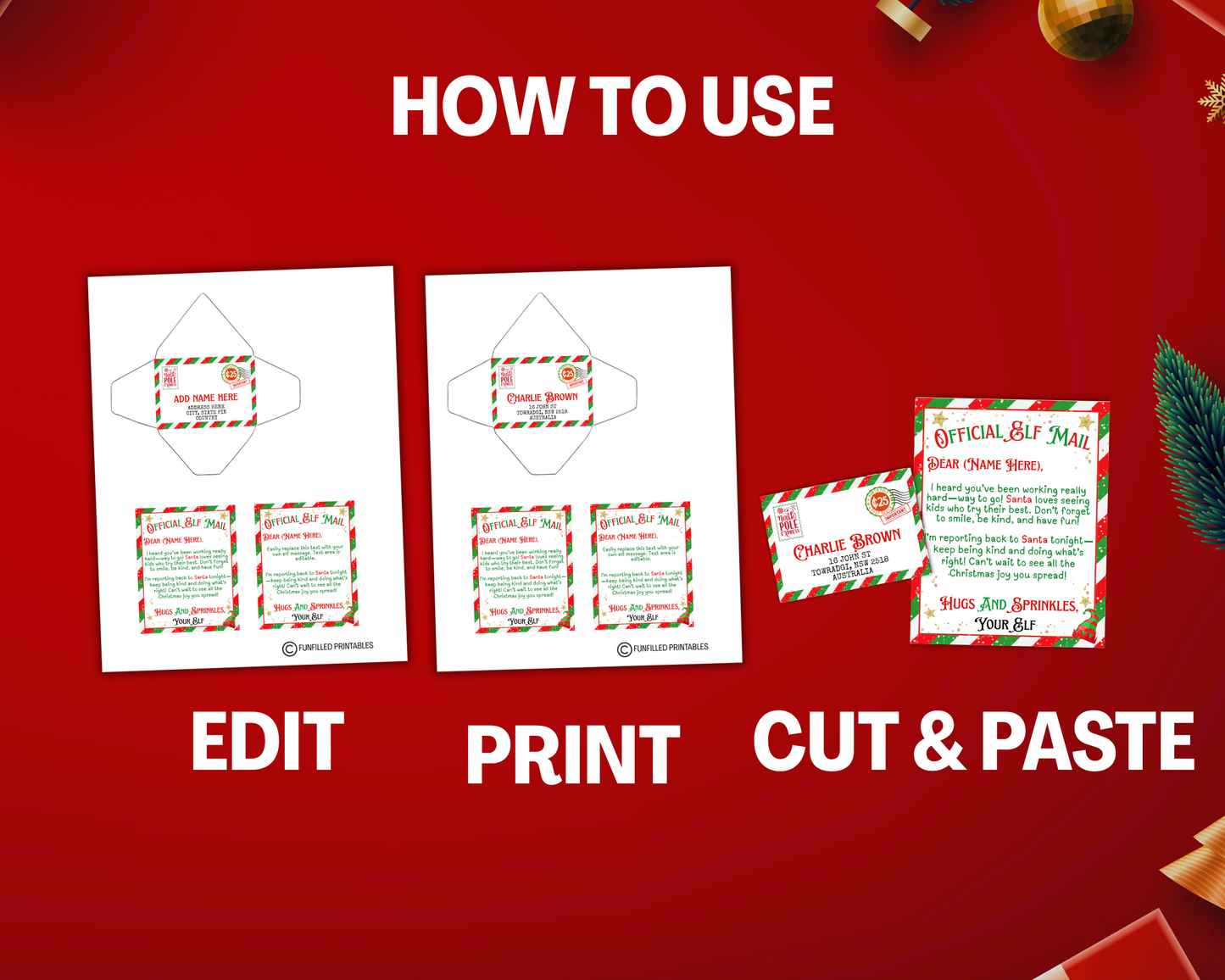 Editable Mini Elf Letter Envelope Template, Christmas Elf Mini Letter, Elf Mail Template
