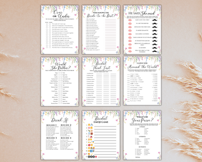 Floral Bridal Shower Games Printable,  Wildflower Bridal Shower Games Bundle