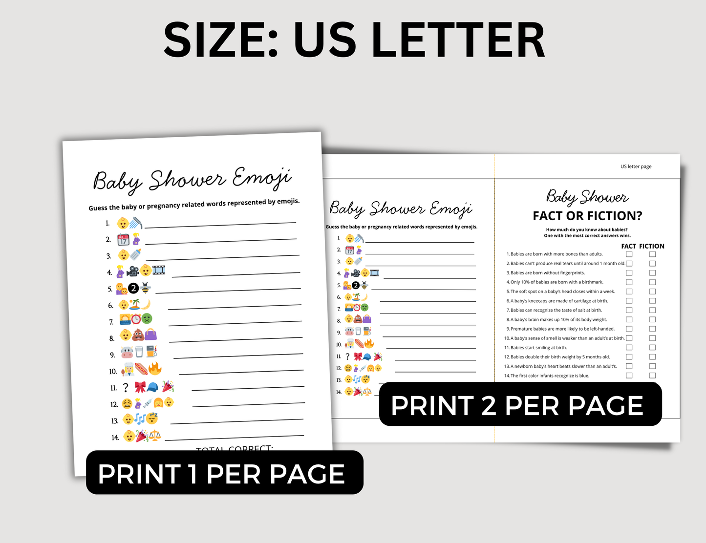 Minimalist Baby Shower Games Bundle, Gender Neutral Baby Sprinkle Activities, Printable Simple Baby Shower Games / Activity
