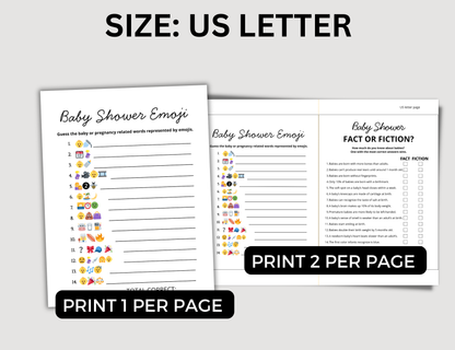Minimalist Baby Shower Games Bundle, Gender Neutral Baby Sprinkle Activities, Printable Simple Baby Shower Games / Activity