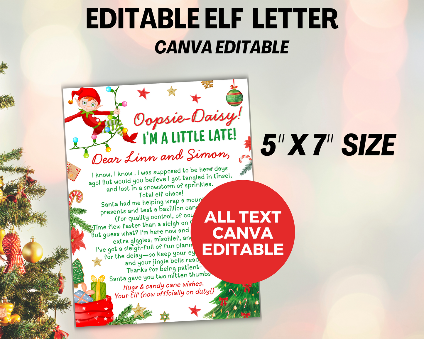 Elf Late Arrival Letter, I'm Late Elf Letter, Editable Elf Sorry Letter