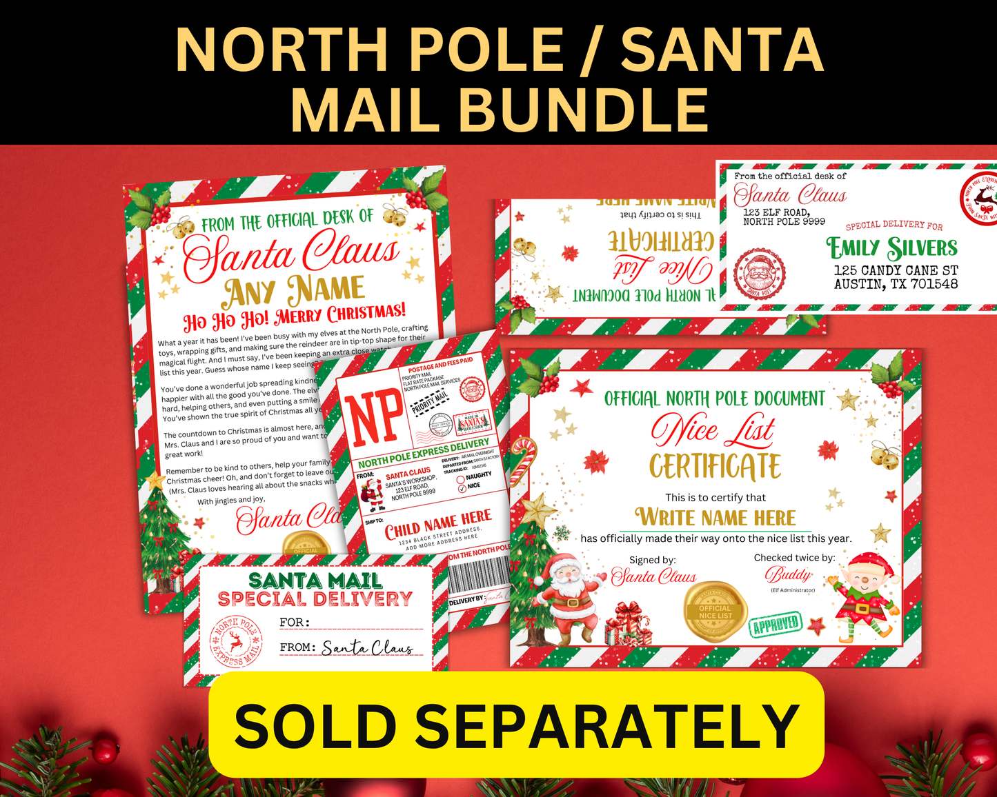 Editable Mini Elf Letter Envelope Template, Christmas Elf Mini Letter, Elf Mail Template