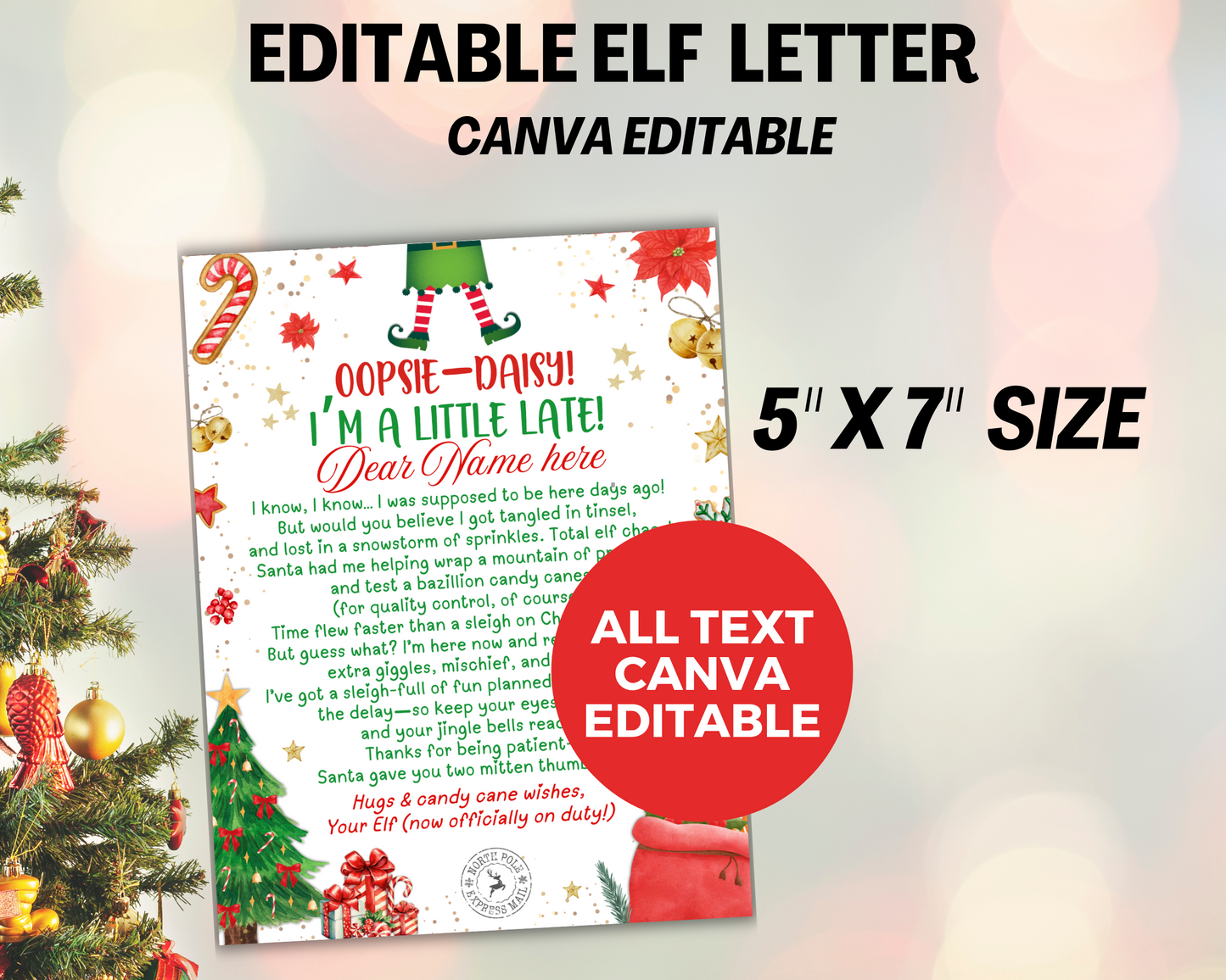Elf Late Arrival Letter, I'm Late Elf Letter, Editable Elf Sorry Letter
