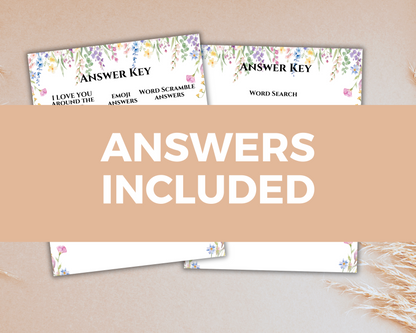 Floral Bridal Shower Games Printable,  Wildflower Bridal Shower Games Bundle