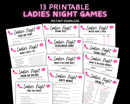Printable Ladies Night Games, Girls Night Out Games Adults, Ladies Party Games, Fun Naughty Games, Ladies Night Out Dirty Minds Game