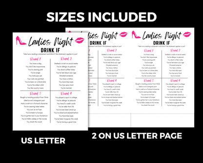Printable Ladies Night Games, Girls Night Out Games Adults, Ladies Party Games, Fun Naughty Games, Ladies Night Out Dirty Minds Game
