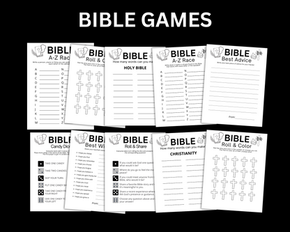 Christian Bible Games Bundle, Sunday School Activities For Adults Kids Trivia Emoji
