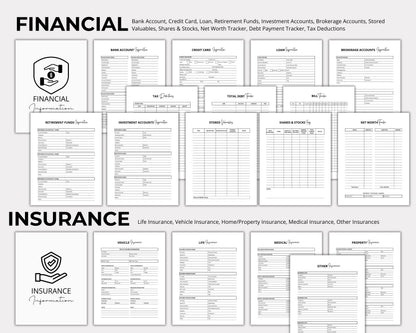 Fillable End of life planner, Just In case of emergency printable planner, Emergency binder