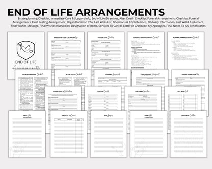 Fillable End of life planner, Just In case of emergency printable planner, Emergency binder