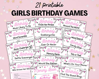 Girls Birthday Party Games, Tween 13th Sweet 16 Teen Birthday Games Printable