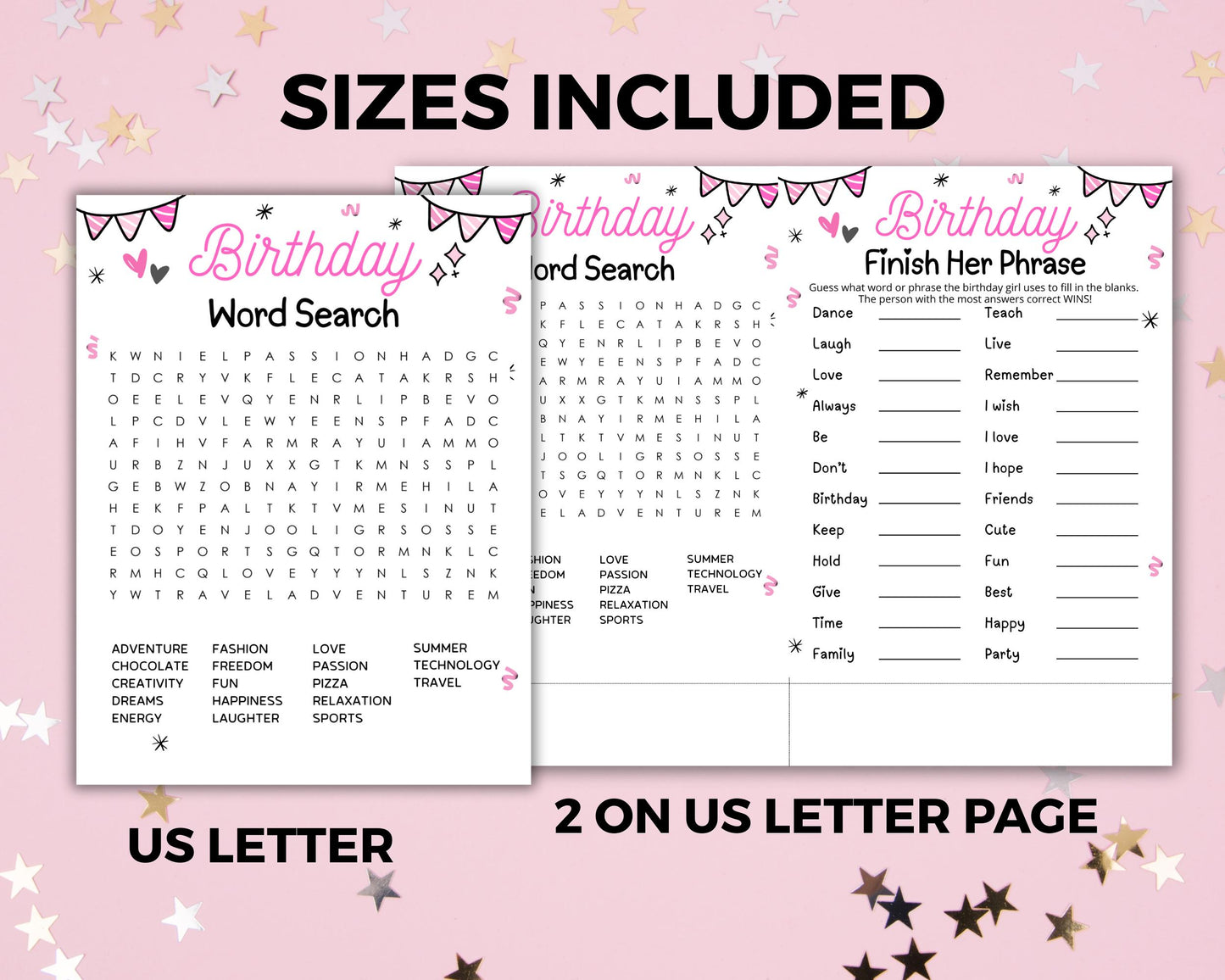 Girls Birthday Party Games, Tween 13th Sweet 16 Teen Birthday Games Printable