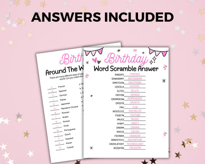 Girls Birthday Party Games, Tween 13th Sweet 16 Teen Birthday Games Printable