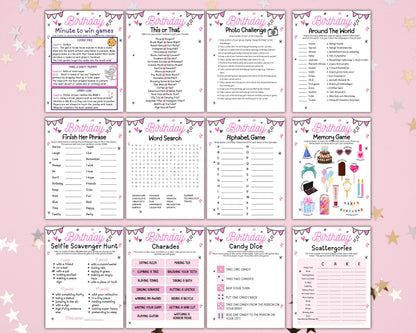 Girls Birthday Party Games, Tween 13th Sweet 16 Teen Birthday Games Printable