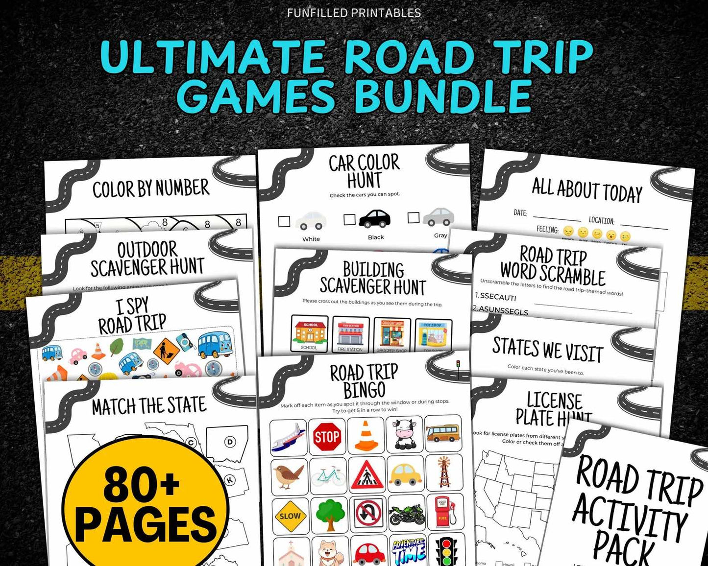 Mega Kids Road Trip Games Printable, Travel Activities Pack, Family Road Trip Activities Bundle