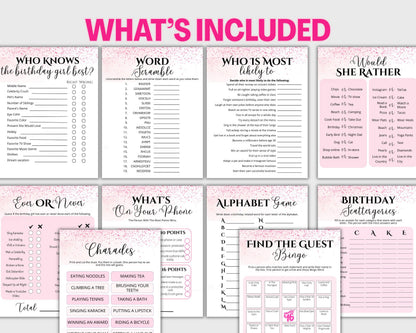 Sweet 16 Birthday Party Games Bundle, Printable 16th Birthday Games for Her