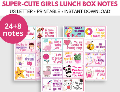 Lunch Box Notes for Kids, Lunchbox Notes For Girls, Positive Affirmations, Encouraging Notes For Kids, Instant Download Lunch notes