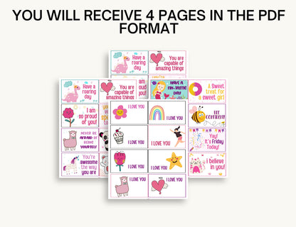 Lunch Box Notes for Kids, Lunchbox Notes For Girls, Positive Affirmations, Encouraging Notes For Kids, Instant Download Lunch notes