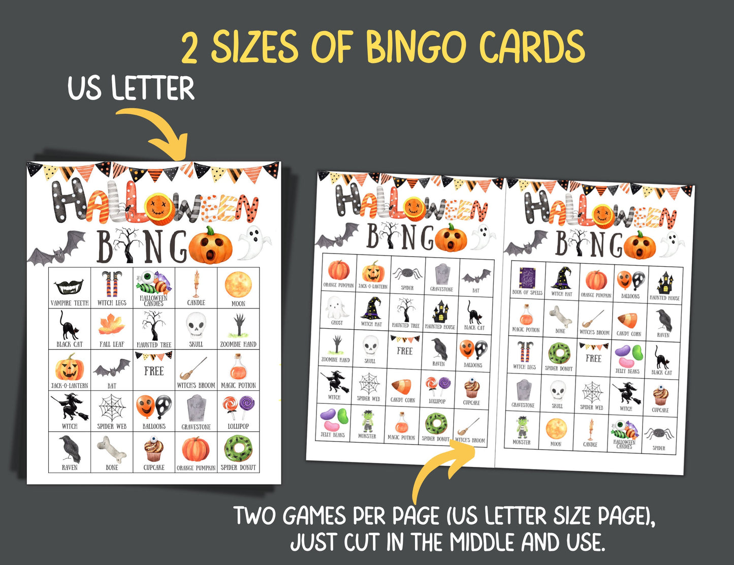 Halloween Bingo For Kids Printable, Halloween Bingo Cards, Halloween Party Games For Adults/ Kids Activity, Kindergarten Preschool Party