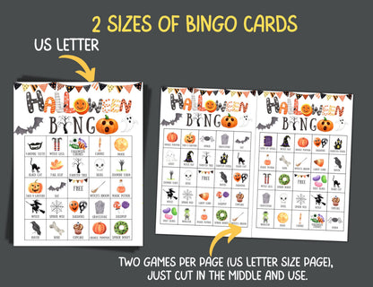 Halloween Bingo For Kids Printable, Halloween Bingo Cards, Halloween Party Games For Adults/ Kids Activity, Kindergarten Preschool Party