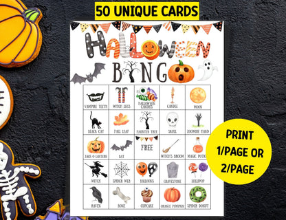 Halloween Bingo For Kids Printable, Halloween Bingo Cards, Halloween Party Games For Adults/ Kids Activity, Kindergarten Preschool Party