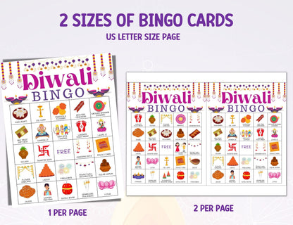 Diwali Game, Diwali 50 Bingo game Cards, Desi Indian Diwali Party Ideas