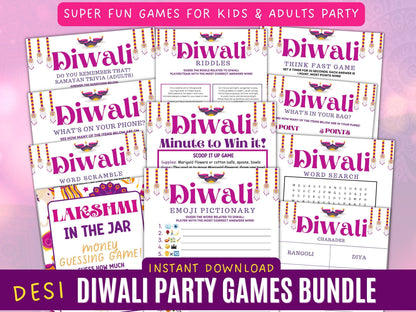 18 Printable Diwali Party Games Bundle