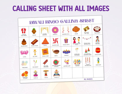 Diwali Game, Diwali Bingo, Diwali Party Games, 30 Diwali Bingo Cards