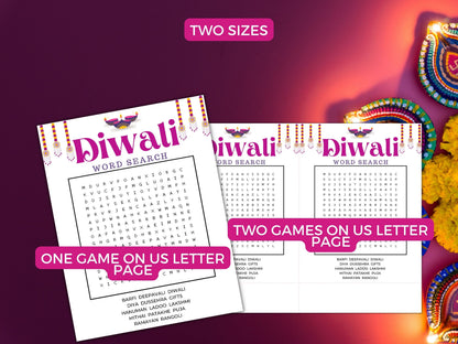 Diwali Word Search, Printable Diwali Game For Kids and Adult